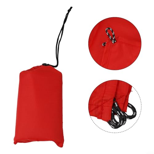210T Polyester Camping Tarps, Waterproof Rain Fly Sun Shade Shelters With 6 Tie Points For Hiking Backpacking Beach Picnic(Red 140x200CM) - color: Red 140x200cm