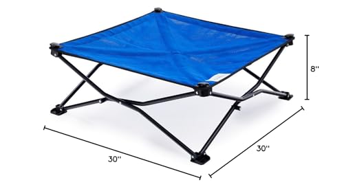 Coolaroo On-The-Go Elevated Dog Bed - Foldable Pop-Up Travel Dog Bed with Breathable, Moisture-Resistant Fabric, Carry Bag Included, Lightweight & Portable, Aquatic Blue, Medium - color: Aquatic Blue, style: Medium