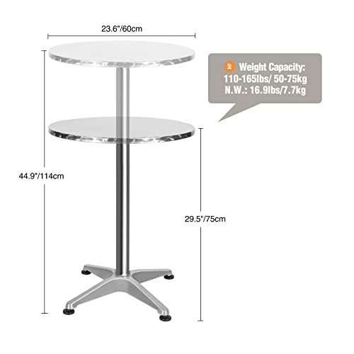 REDCAMP 24in Aluminum Folding Cocktail Table with Black Cover, Tall Round Bar Table Highboy Pub Table with Flip-Up Top for Parties Restaurant, 30" /45" Two Heights Adjustable - color: Black Set, 1, size: 24" Round Table