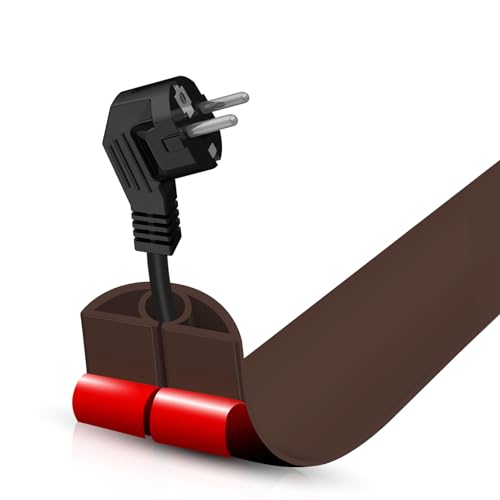 Floor Cord Cover Self Adhesive Cord Hider,3.3FT Cable Management, Extension Strip Protector for Wires, Prevent Cable Trips for Offices, Gyms, Exhibitions Cavity:0.3"(W) x 0.28"(H) Coffee - color: Coffee, size: 0.78" x 3.3'
