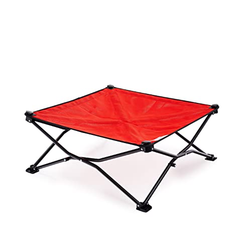 Coolaroo On-The-Go Elevated Dog Bed - Foldable Pop-Up Travel Dog Bed with Breathable, Moisture-Resistant Fabric, Carry Bag Included, Lightweight & Portable, Red, Medium - color: Red, style: Medium