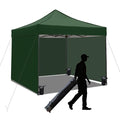 10x10 Pop up Canopy Tent with Sidewalls,Heavy Duty Waterproof Sun Shade Canopy Easy up Canopy with Wheel Bag Commercial Gazebo Tent for Outdoors Parties Vendors Camping Beach(Dark Green) - color: Dark Green