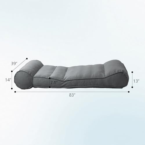 Dineli 83'' Outdoor Chaise Lounge Chair Patio Lounger for Outside, Pool Lounge Chairs Lazy Floor Lounger Meditation & Yoga Chair Waterproof Sunbed Outdoor Lounge Furniture for Garden Beach, Dark Gray - color: Dark Gray, 83'' Length
