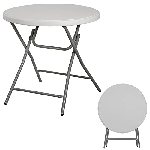 ZenStyle Folding Table, Indoor Outdoor Portable Plastic Dining Card Table Utility Bar Table for Camping Dining Wedding Event Party, White (Round, 32"x32") - size: 32"x32"
