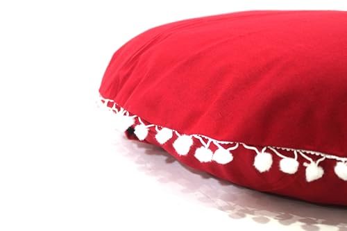CRAFT KALA Meditation Floor Pillow Cover, Round Large Pillows Cover Seating for Adults, Bohemian Mandala Circle Cushions Cover for Outdoor Fireplace Yoga Living Room (Red, 32" Round) - color: Red, size: 32" x 32" (Pack of 1)