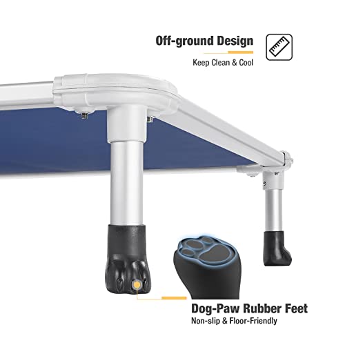Veehoo Chew Proof Elevated Dog Bed - Cooling Raised Pet Cot - Silver Aluminum Frame and Durable Textilene Mesh Fabric, Unique Designed No-Slip Feet for Indoor or Outdoor Use, Blue, Medium, CWC2003 - color: Blue, size: 32.0"L x 25.0"W x 7.0"Th