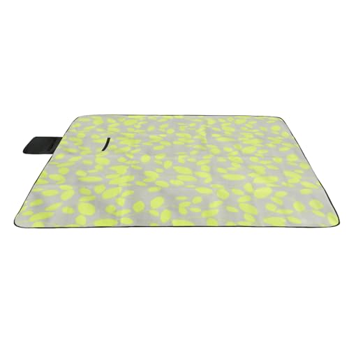 REDCAMP Extra Large Fleece Picnic Blanket Waterproof Sandproof, Soft Plush & Foldable Outdoor Blanket for Lawn Park Beach Travel,Green Leaves 79"x79" - color: Green Leaves 79"x79"
