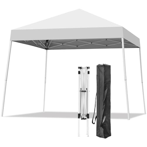 Canopy Tent, 10X10 FT Pop Up Canopy Outdoor Instant Tent Slant Legs with Carrying Bag, Portable Gazebo Shelter for Patio Deck Garden and Beach - 8X8 FT Canopy Cover (White) - color: White