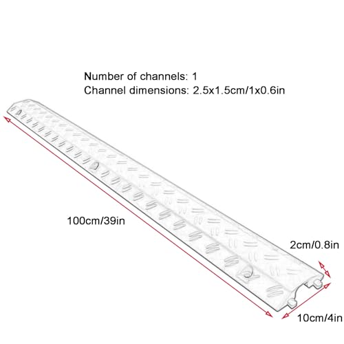 Floor Cable Cover, PVC Cable Protector Ramp, 1-Channel Modular Speed Bump with 6 Bolts, 660lbs Load Capacity, for Indoor Outdoor Use(Black,100x10x2cm/39x4x0.8in) - color: Black, size: 100x10x2cm/39x4x0.8in
