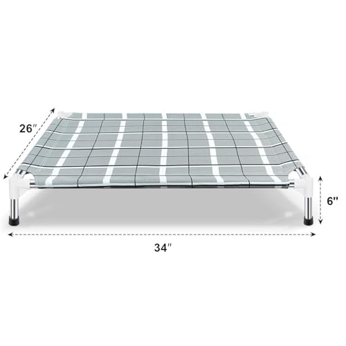 Elevated Raised Outdoor Dog Bed - Cooling Lifted Outside Dogs Cot Bed with Non-Slip Feet Dog Hammock Bed with Stainless Steel Frame Portable Puppy Pet Bed for Indoor & Outdoor - size: M:34'' x 26'' x 6''