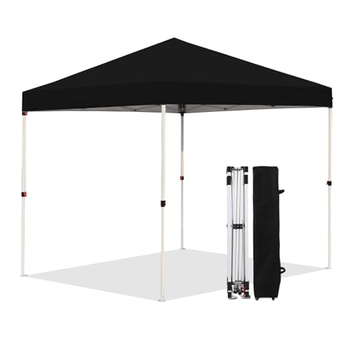 Northroad 10x10ft Pop Up Canopy, Popup Outdoor Canopy Tent with Wheeled Carrying Bag,Portable Gazebo Shelter for Patio,Deck,Garden,Beach（Black） - color: Black, size: 10x10