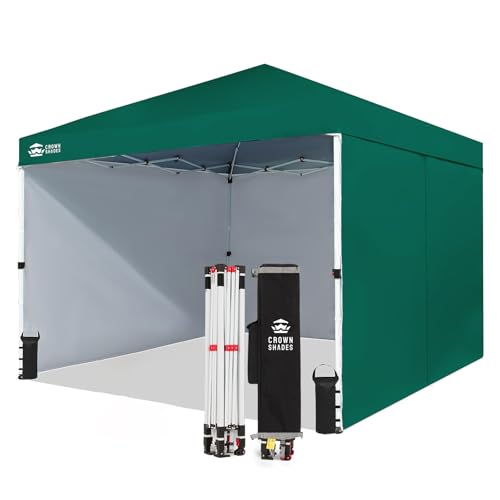 CROWN SHADES 10X10 Commercial Instant Canopy Pop Up Tent with Center Lock, 300D Fabric, 4 Sidewalls, Sto'N Go Bag, Forest Green - color: Forest Green, size: 10x10 Classic