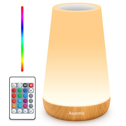 Auxmir Rechargeable LED Night Light, Touch & Remote Control Bedside Lamp with 13 Colors, 5 Brightness Levels, Portable Table Lamp for Kids Baby Nursery, Bedroom, Bathroom, Camping, Light Brown - color: Light Brown