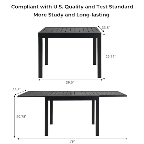 Grand patio 5-Piece Outdoor Dining Set for 4 with 1 Rectangle Expandable Table for 4-6 Person, Metal Woven Wicker Fixed Patio Chairs with Thickened Cushions for Yard, Poolside (Black) - color: Black, size: 5PCS
