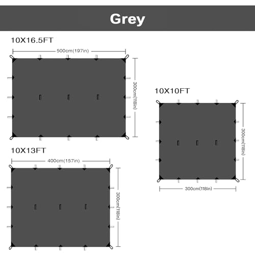 KALINCO Tent Tarp, Picnic Mat Camping Tarp Tent Hammock Tarp, pu Waterproof Camping tarp Tent Rain Fly Picnic Mat Survival Shelter Sunshade - color: Gray, size: 10x13FT