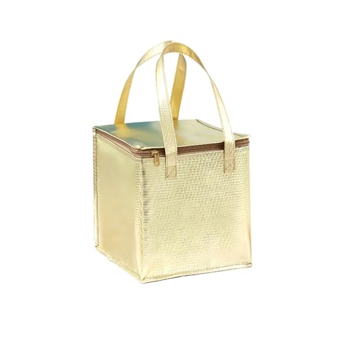 11.8×11.8×13.8" Reusable Insulated Zipper Aluminum Foil Tote Bag Suit for Picnic Cake FruitDrink Refrigeration Also for Delivery of Takeaway Thermal Pizza Insulated Delivery (Laser Gold) - color: Laser GOLD, size: 11.8×11.8×13.8"