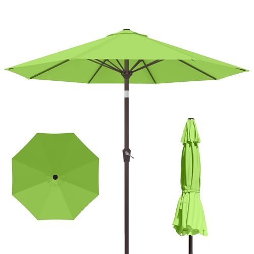 PatioKingdom 10FT Patio Umbrella with Push Button Tilt and Crank, Outdoor Market Umbrella with 8 Fiberglass Ribs, UV Protection Table Umbrella for Pool,Backyard,Garden,Deck - color: Apple Green, size: 10FT