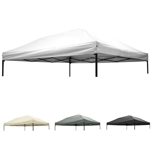 10x10 Canopy Replacement top,10x10ft Pop Up Canopy Top Cover,Silver Coated Durable Replacement Canopy top for Straight Leg Canopy Frame,White(1 PCS Top Cover Only) - color: White