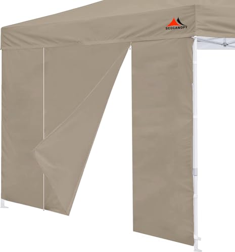 SCOCANOPY Door for 10x10 Canopy Frame Two Central Zipper Design for Easy Entry and Exit,1 Pack Sunwall Only,Khaki - color: Khaki, size: 10X10