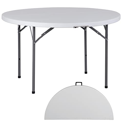ZenStyle Folding Table, Indoor Outdoor Portable Plastic Dining Card Table Utility Table for Camping Dining Event Party, White (Round, 48"x48") - size: 48"x48"