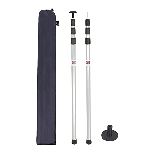 REDCAMP 10x17ft Large Waterproof Camping Tarp, Hammock Rain Fly with UV50+ Sun Protection, 8 Guy Lines & Stakes＋ Aluminum Adjustable Camping Tarp Poles, Set of 2, 90" Telescoping Lightweight Tent Pole