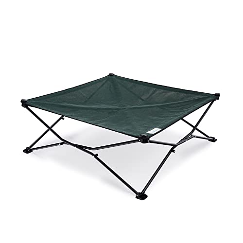 Coolaroo On-The-Go Elevated Dog Bed - Foldable Pop-Up Travel Dog Bed with Breathable, Moisture-Resistant Fabric, Carry Bag Included, Lightweight & Portable, Brunswick Green, Extra Large - color: Brunswick Green, style: King