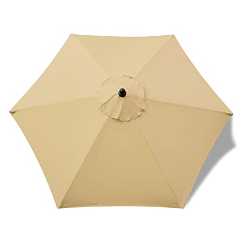 Sunnyglade 7.5ft Patio Umbrella Replacement Canopy Market Umbrella Top Outdoor Umbrella Canopy with 6 Ribs - color: Tan