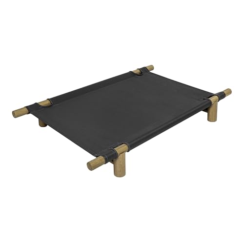 DBD5000B Chester 32" Modern Minimalist Wood Frame Elevated Outdoor Dog Bed, Graphite/Light Teak - color: Graphite/Light Teak