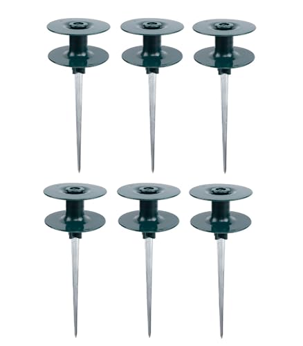 6 Pcs Garden Hose Guide on Spike, Guides Water Hoses Guide on Zinced Spike Hose Guard for Plant Protection Garden Hose Rust Sturdy Metal Stake Heavy Duty Dark Green Spin Top