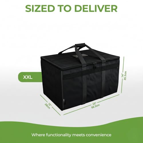 TRUE NORTH Insulated Food Delivery Bag w/Divider - NEW 2026 UPDATE (23"x15"x14") - Uber Eats Food Warmer Bag - Warming Bags For Food - Insulated Delivery Bags For Hot Food, Pizza Delivery Bag