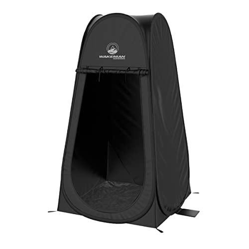 Wakeman Pop Up Changing Tent, 3.3 x 3.3 x 6.2ft, Camping Shower Tent for Portable Toilet Stall or Dressing Room with Carry Bag for Camping, Beach, or Tailgate, Polyester - color: Black
