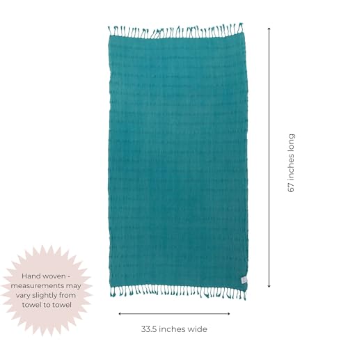 InfuseZen Stonewashed Turkish Bath & Beach Towel –100% Organic Turkish Cotton - Soft, Lightweight, Absorbent - Quick Dry, Sand Free - Swim, Pool, Shower, Travel - Peshtemal, Hammam Spa Towel - Teal - color: Teal