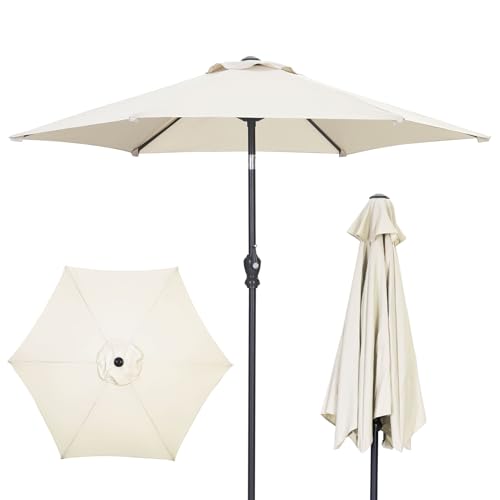 GDY 7.5FT Patio Umbrella Outdoor Table Umbrella,Market Umbrella with Push Button Tilt and Crank for Garden, Lawn, Deck, Backyard & Pool (Beige) - color: Beige, size: Umbrella Only