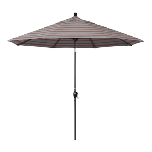 California Umbrella 9' Rd Pacific Trail Series Aluminum Patio Umbrella, Crank Lift, Push Button Tilt, Black Finish, Sunbrella Gateway Blush Fabric - color: Gateway Blush