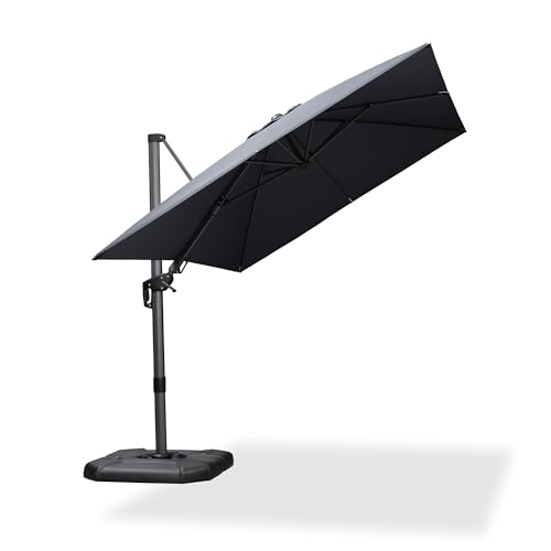 PURPLE LEAF 8' X 8' Left-right Tilting Patio Umbrella Outdoor Cantilever Swivel Square Umbrella Aluminum Offset Umbrella with 360-degree Rotation for Garden Deck Pool Patio Grey - color: Grey, size: 8' X 8', style: Left-right Tilt