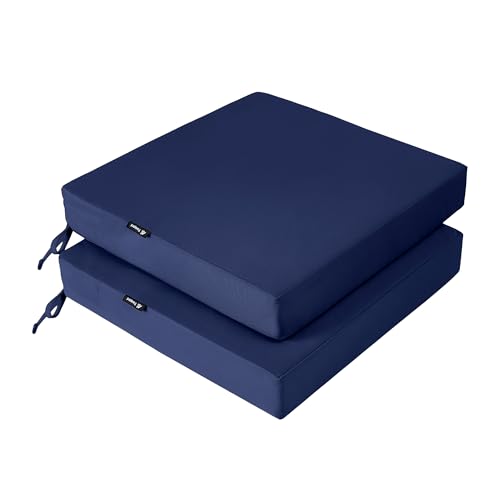 Favoyard Patio Chair Cushions 20 x 20 x 3 Inch Waterproof Outdoor Seat Cushions for Patio Furniture 3-Year Color Fastness Garden Sofa Couch Pads with Handle & Adjustable Straps Set of 2, Blue - color: Blue, size: 20 x 20 x 3 In