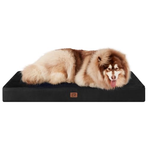 EHEYCIGA Orthopedic Dog Bed Waterproof 47"x29", Memory Foam Pet Bed for XXLarge Dog Bed, Washable Pet Mat with Removable Cover, Black - color: Black, size: 47.0"L x 29.0"W x 3.0"Th