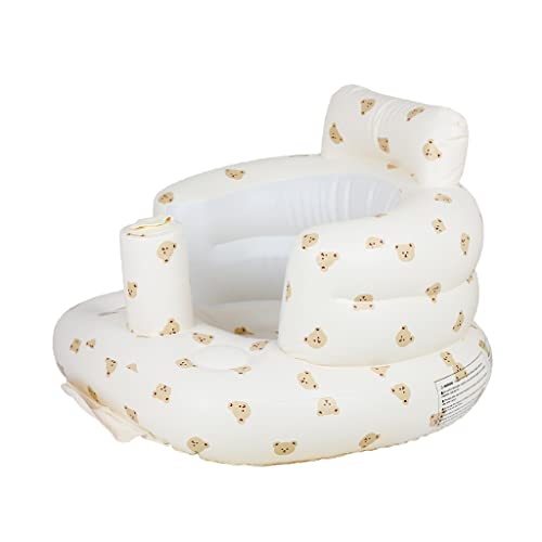 AirSwim Inflatable Baby Seat, Inflatable Baby Chair for Babies 3 Months and Up, Summer Blow Up Chair with Built in Air Pump, Infant Floor Seats for Learning to Sit, Palying, Camping, Bear Head - color: Bear Head
