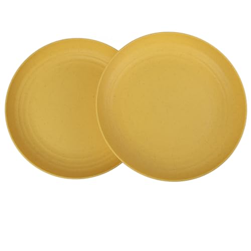 9 Inch Unbreakable Dinner Plates,2Pcs Reusable Plate for Camping,Picninc,Family Dinner, Yellow - color: Yellow