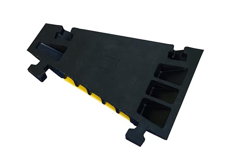 Kable Kontrol Atlas Heavy Duty Cable Protector - 22.5° Degree Left Turn - 5 Channel - CP9988 Compatible - Black & Yellow - Speed Bump and Wire Protector Turn for Indoor & Outdoor Use - size: 5 Channel - Left Turn