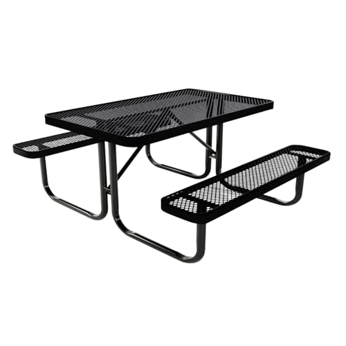 COATEDOUTDOORFURNITURE Heavy-Duty Portable Outdoor Kids Table, Expanded Metal Kids Picnic Table, Commercial-Grade Picnic Table, Made in America (4ft Rectangular, Childrens, Black) - color: Black, size: 4 Ft, Rectangle Childrens, Expanded Metal