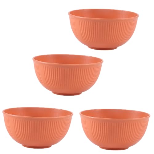 Wheat Straw Cereal Bowls Set of 4, 26 oz Unbreakable Reusable Bowls, Microwave & Dishwasher Safe, Lightweight BPA Free for Soup, Rice, Noodles & Salads (Orange) - color: Orange