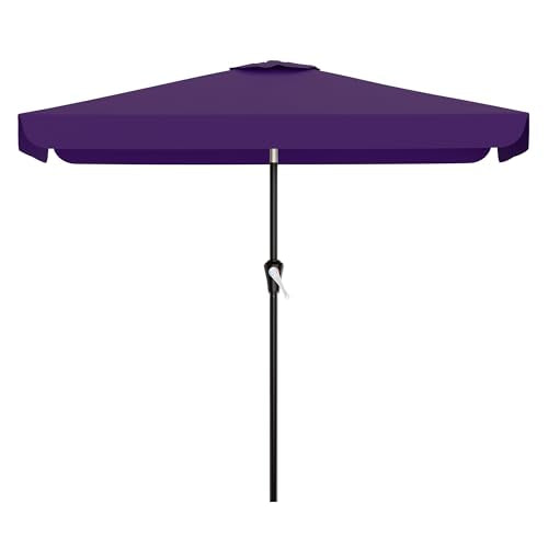 AreShark 6.5 x 10 FT Rectangular Valance Patio Umbrella, Outdoor Umbrella with Tilt and Crank, Market Table Umbrellas W/ 6 Ribs UV Protection for Garden, Deck, Backyard and Pool, Dark Purple - color: Dark Purple, size: 6.5x10 FT