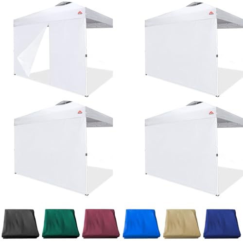 SideWalls for 10x10 Pop up Canopy Frame, 3 Pack White SunWall and 1Pack Door Only, (with Zippers) - color: White, size: 4 Sidewalls