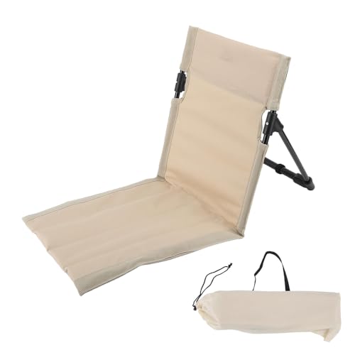 Ultra-Light Folding Camping Chair with Backrest,Outdoors Relaxing Floor Seat for SwimmingPool Beach Lawn Picnic Road Trips - color: Beige