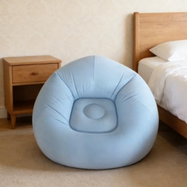Inflatable Bean Bag Chair with Pump, Flocked PVC Portable Blow Up Couch, Folding Inflatable Couch Lazy Sofa for Indoor & Outdoor, Living Room, Camping, Movie Night, Party (04) - color: 04