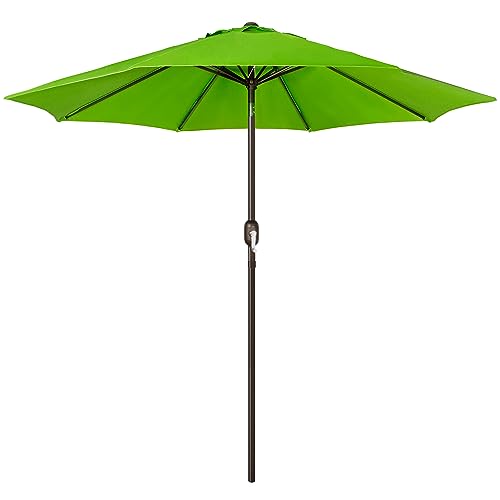 Blissun 9' Outdoor Patio Umbrella, Outdoor Table Umbrella, Yard Umbrella, Market Umbrella with 8 Sturdy Ribs, Push Button Tilt and Crank - color: Lime
