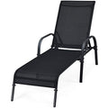 Tangkula Lounge Chair Outdoor, Patio Chaise Lounge with Adjustable Backrest, Reclining Pool Lounge Chair for Outside with Heavy Duty Steel Frame, Suitable for Beach, Yard, Balcony, Poolside - color: Black