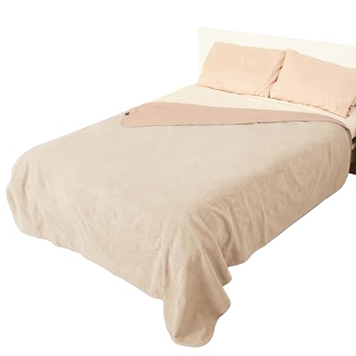 Catalonia Waterproof Blanket for Bed, Reversible Fleece Bed Sofa Cover, Washable Liquid Proof Furniture Protector - color: Camel+taupe, size: 60"x80"
