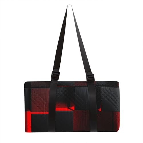 Outdoor Picnic Blanket Portable Ultrasonic Waterproof Picnic Black Red Stereoscopic Square Printed Camping Beach Mat for Sand and Wet Grass Hiking (Black Red Square L - color: Black Red Square, size: Extra Long - 78"x78"